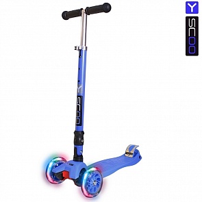 Самокат Y-Scoo 35 Maxi Fix Shine темно-синий, со светящимися колесами (Y-Scoo, 6106rt)